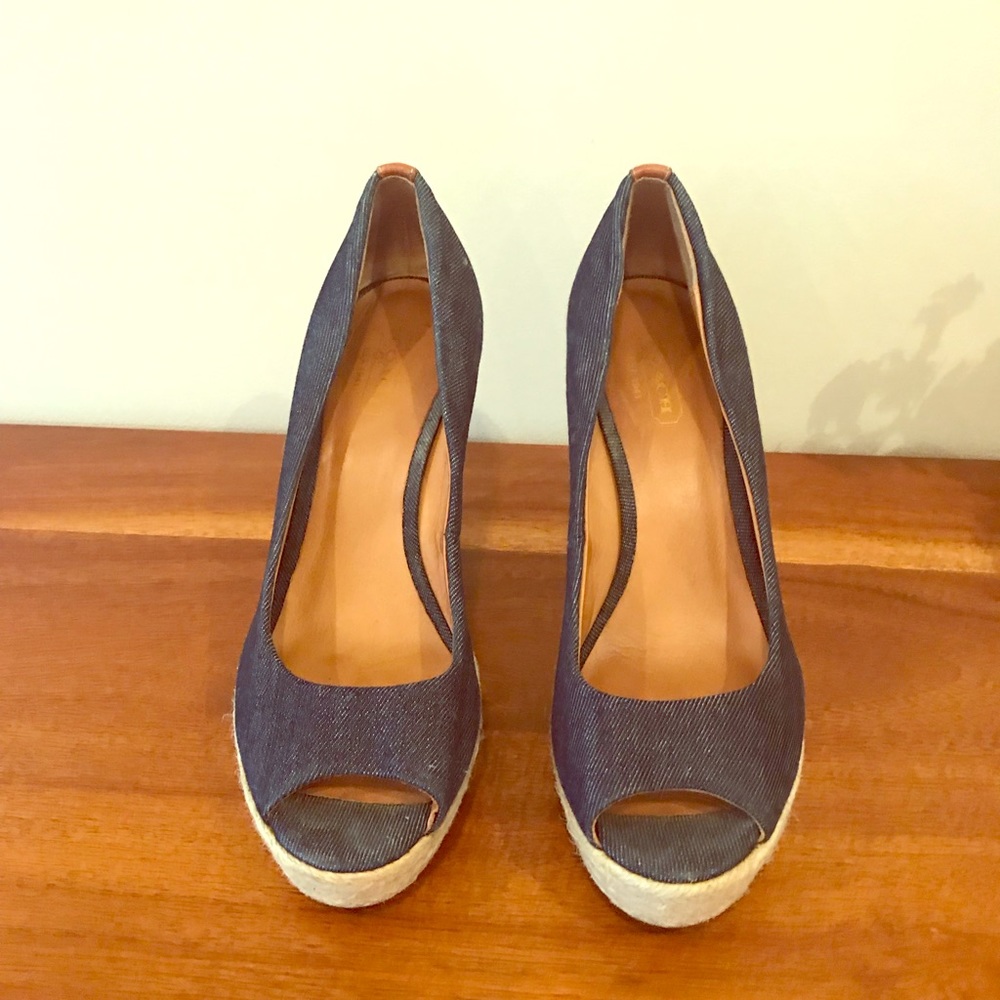 COACH denim wedge heels- 6.5